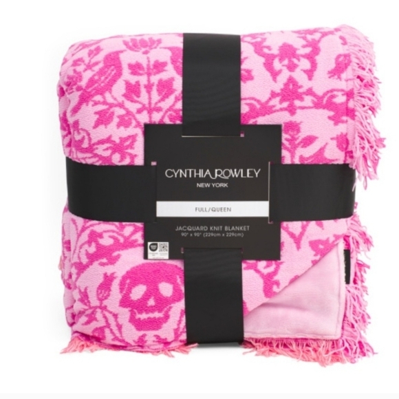🔹️Cynthia Rowley🔹️ Pink Multi  Skeleton Chenille Throw FULL/QUEEN Blanket - Picture 1 of 2